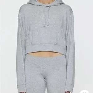 Bleusalt Kaia Cropped Skater Hoodie Sweatshirt in Gray NWOT Size 7